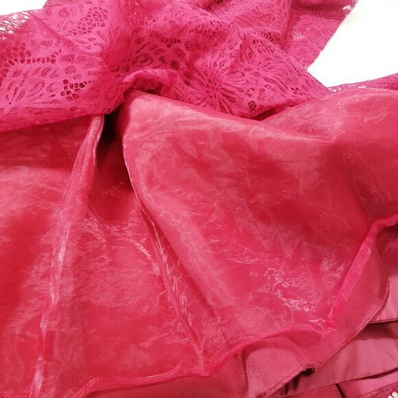 ML Monique Lhuillier Red Lace Fit & Flare Dress - Picture 8 of 15